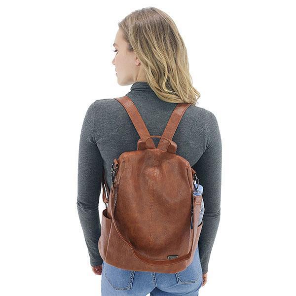 Leather purse backpack, Black, Brown, Green